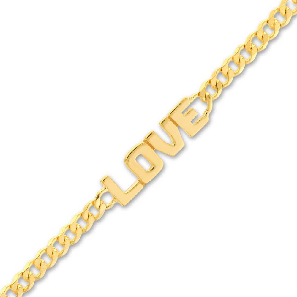 LOVE\" Curb Bracelet 14K Yellow Gold 6.6\" Adj. Bf8fbIdg