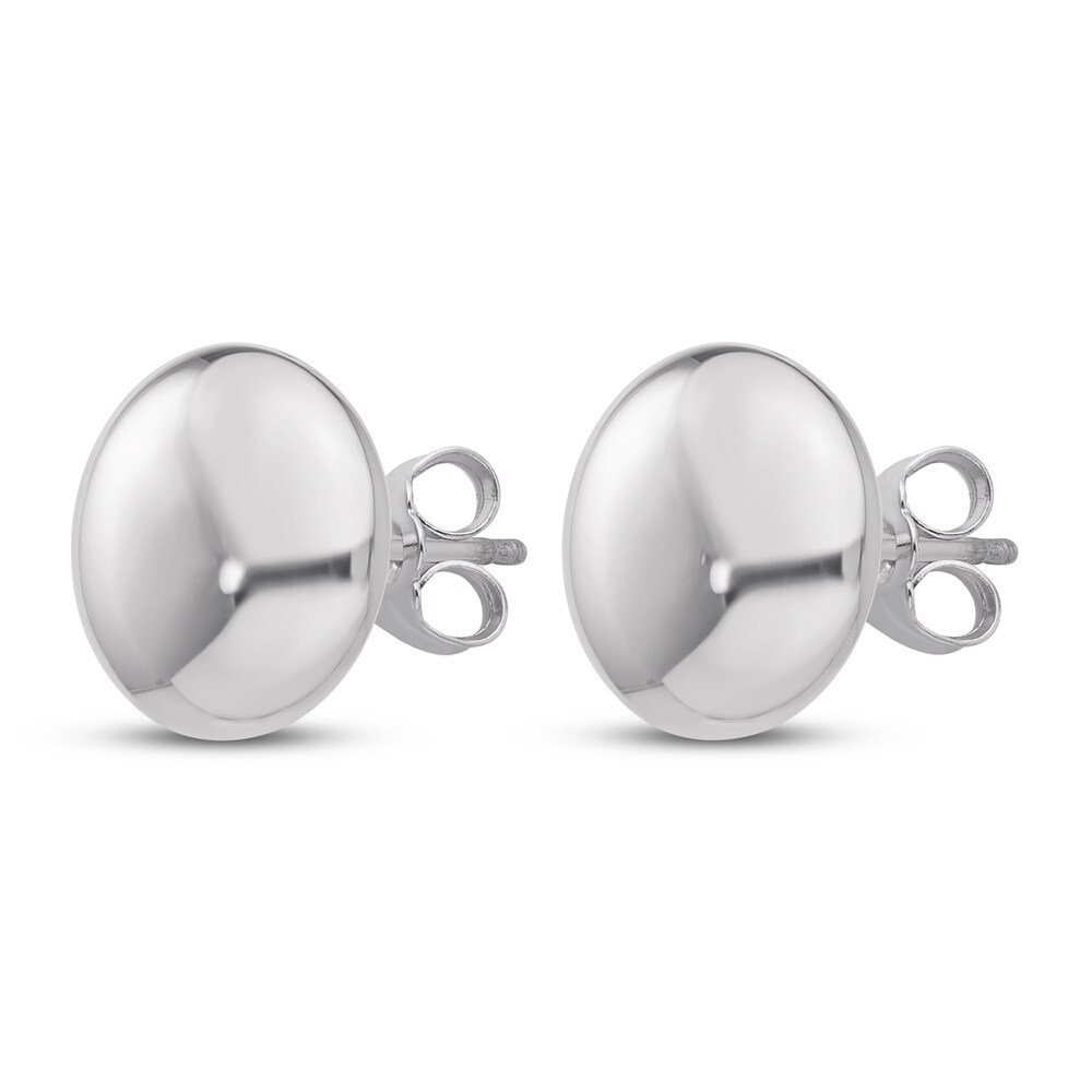 Button Stud Earrings 14K White Gold BiUGNWxO