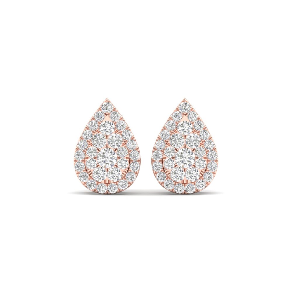 Colorless Diamond Earrings 1 ct tw Round 14K Rose Gold BnXAQ075