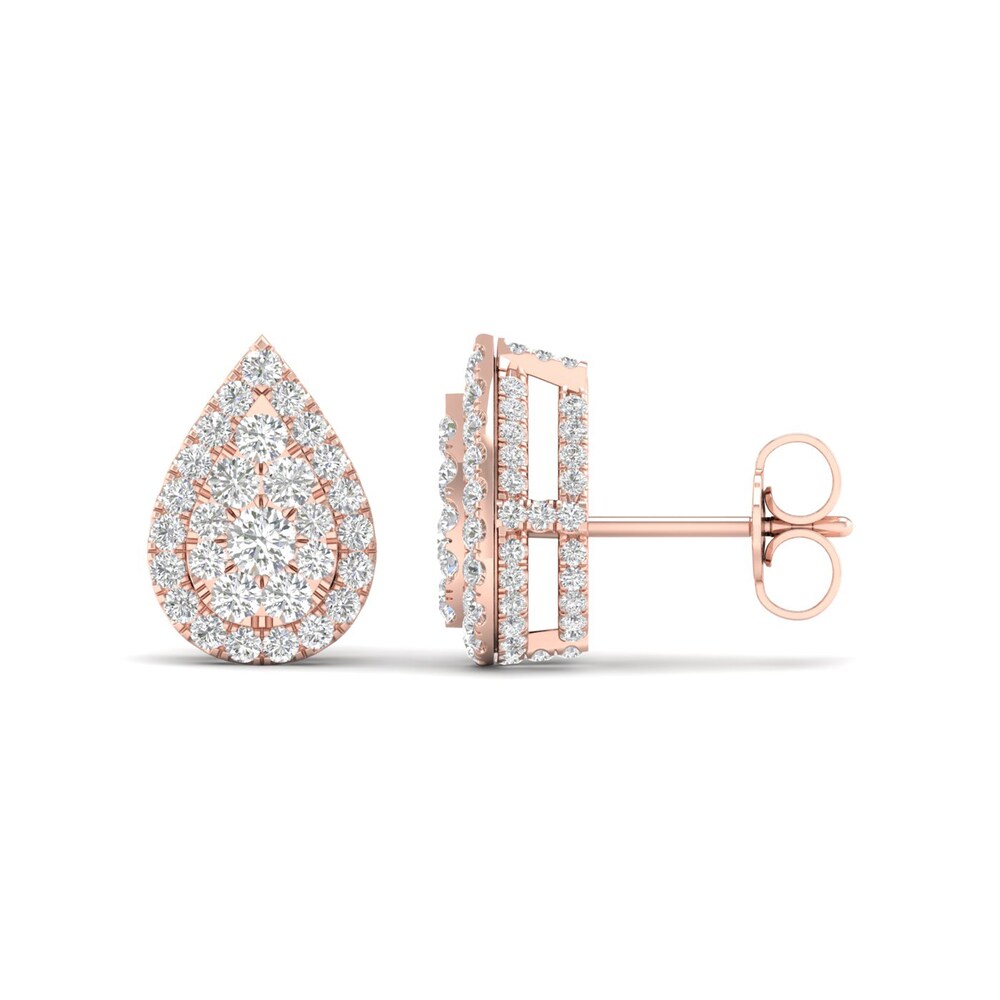 Colorless Diamond Earrings 1 ct tw Round 14K Rose Gold BnXAQ075