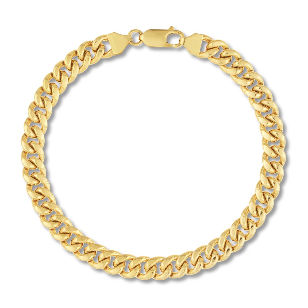 Cuban Link Chain Bracelet 14K Yellow Gold 8.5" Bsw9Q3gZ