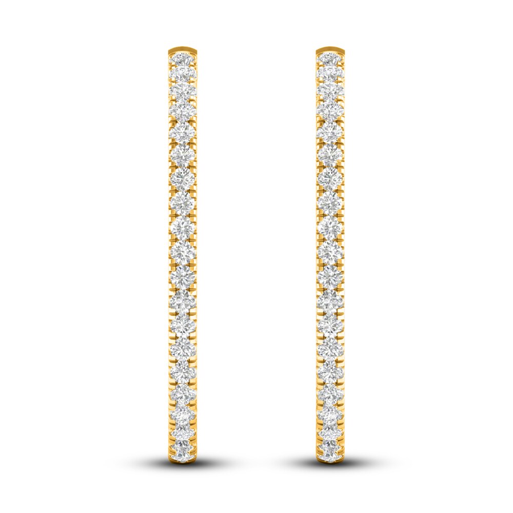 Lab-Created Diamond Hoop Earrings 2 ct tw Round 14K Yellow Gold Bt90T8Rj