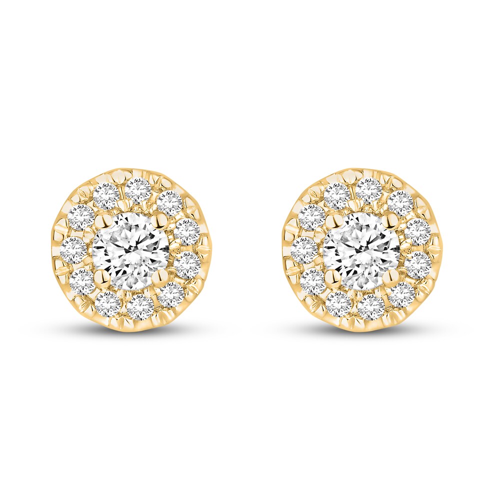 Hearts Desire Diamond Stud Earrings 1/2 ct tw Round 18K Yellow Gold BzECBQqp