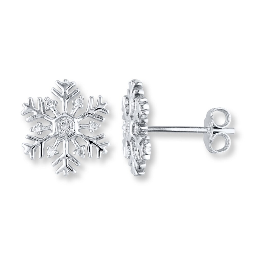 Snowflake Earrings 1/20 ct tw Diamonds Sterling Silver C2PGamRT [C2PGamRT]