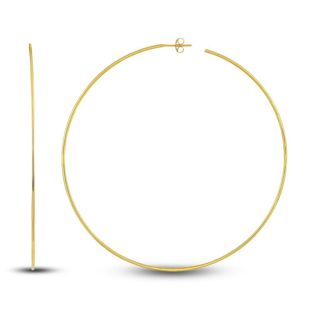 Round Wire Hoop Earrings 14K Yellow Gold 90mm CAnYCZwI
