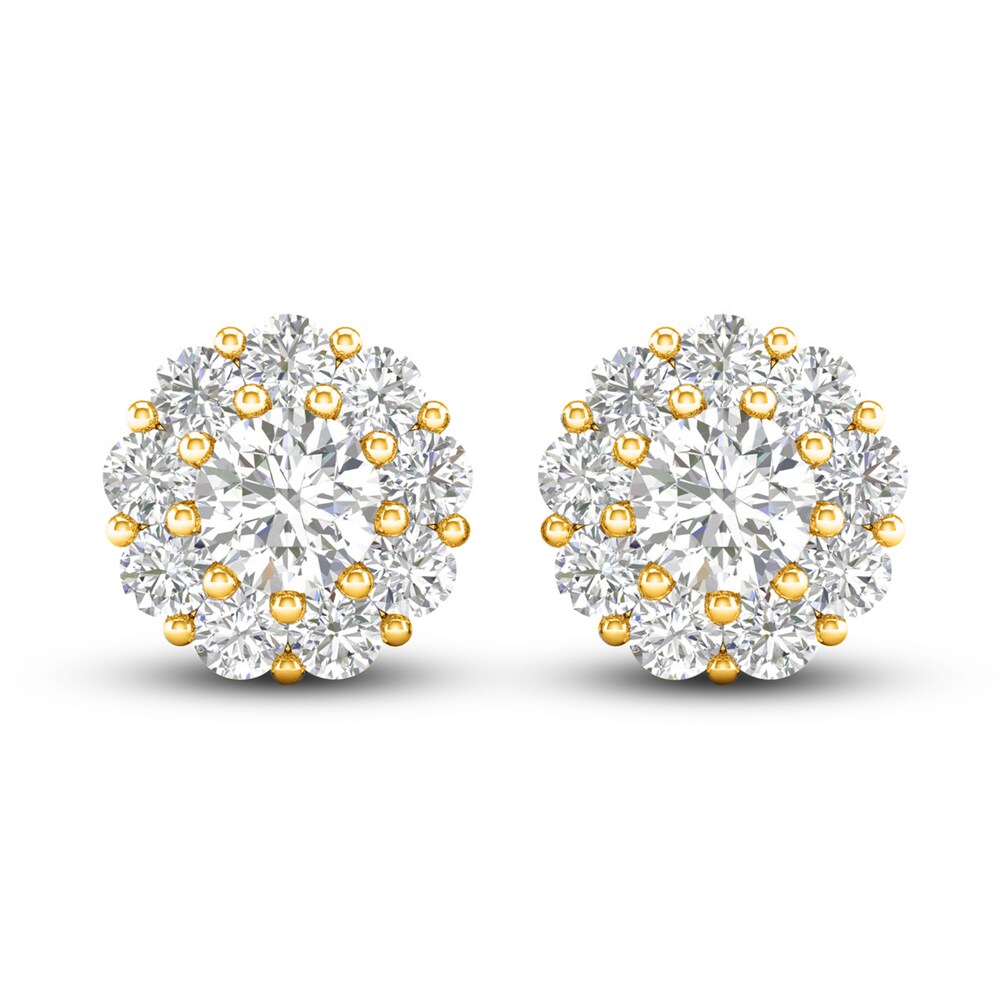 Lab-Created Diamond Halo Earrings 2 ct tw Round 14K Yellow Gold CRH2Y319