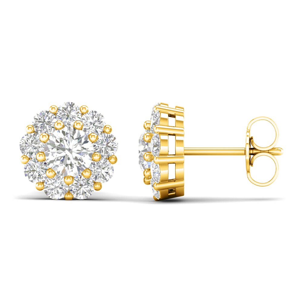 Lab-Created Diamond Halo Earrings 2 ct tw Round 14K Yellow Gold CRH2Y319