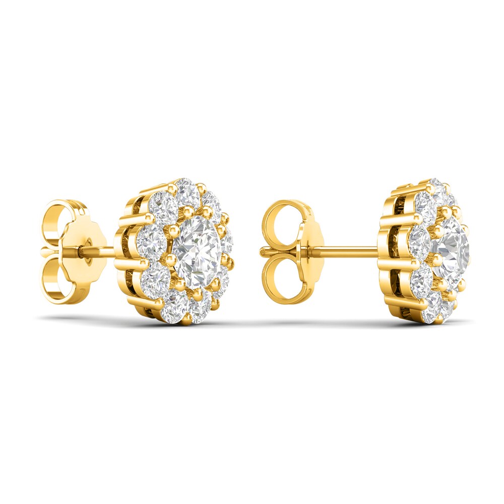 Lab-Created Diamond Halo Earrings 2 ct tw Round 14K Yellow Gold CRH2Y319