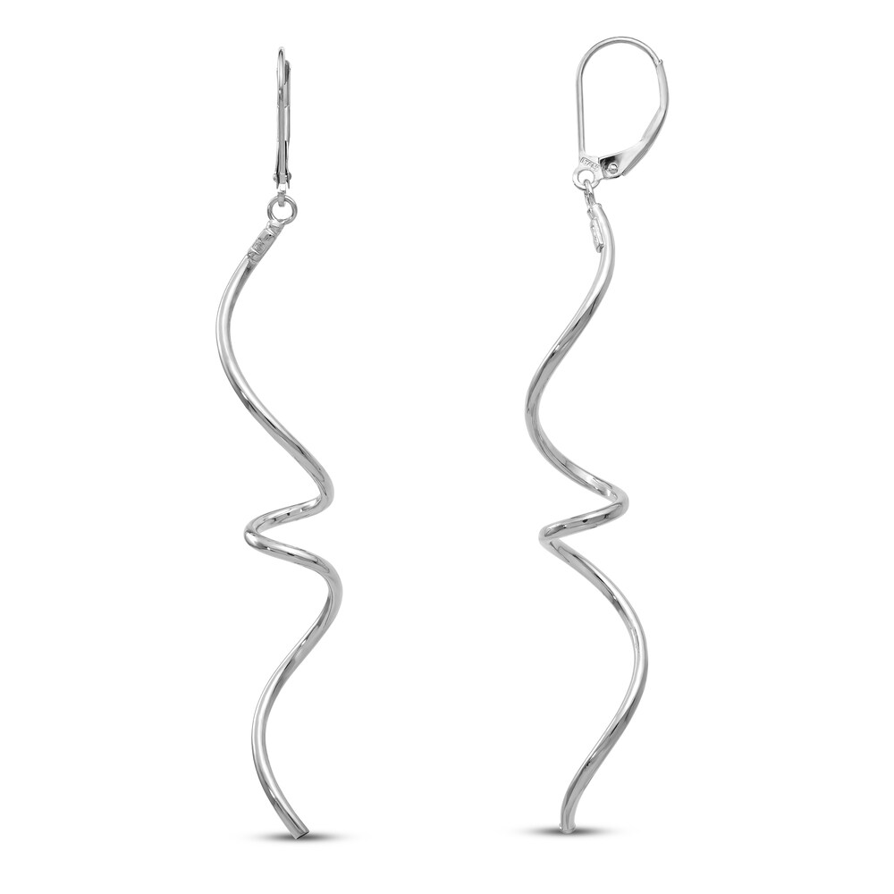 Twisted Dangle Earrings 14K White Gold CcUs30Gj [CcUs30Gj]