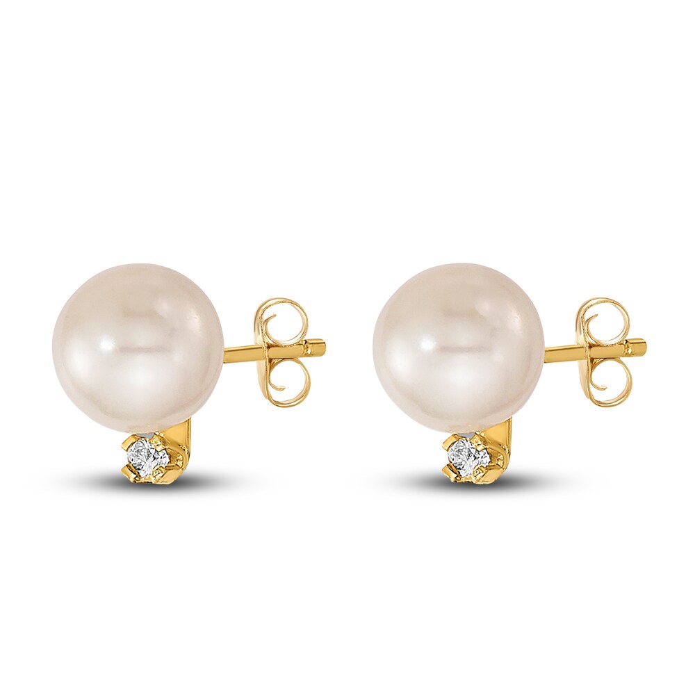 Cultured Akoya Pearl & Diamond Pendant/Earrings Set Diamond Accent 14K Yellow Gold Ci6mGYm1