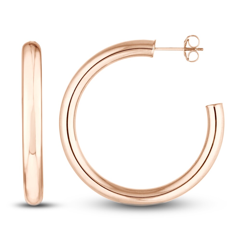 Polished Open Hoop Earrings 14K Rose Gold 35mm D0BbtHWv