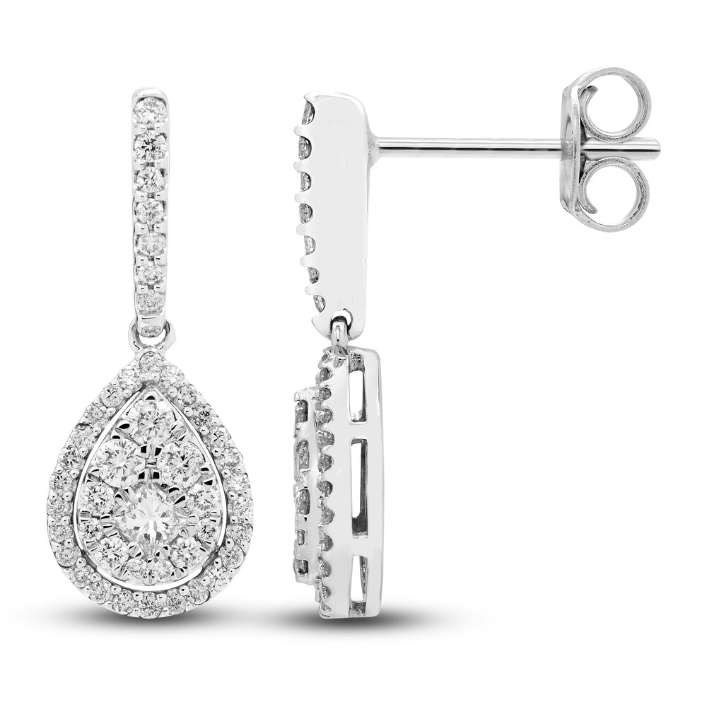 Diamond Dangle Earrings 1/2 ct tw Round 10K White Gold D1KWFgJJ