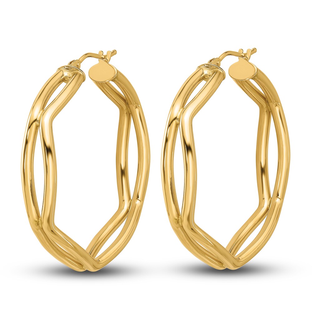 Geometric Hoop Earrings 14K Yellow Gold DDxKpAq5