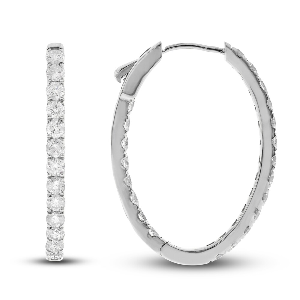 Diamond Hoop Earrings 3 ct tw Round 14K White Gold DOhK2PWZ