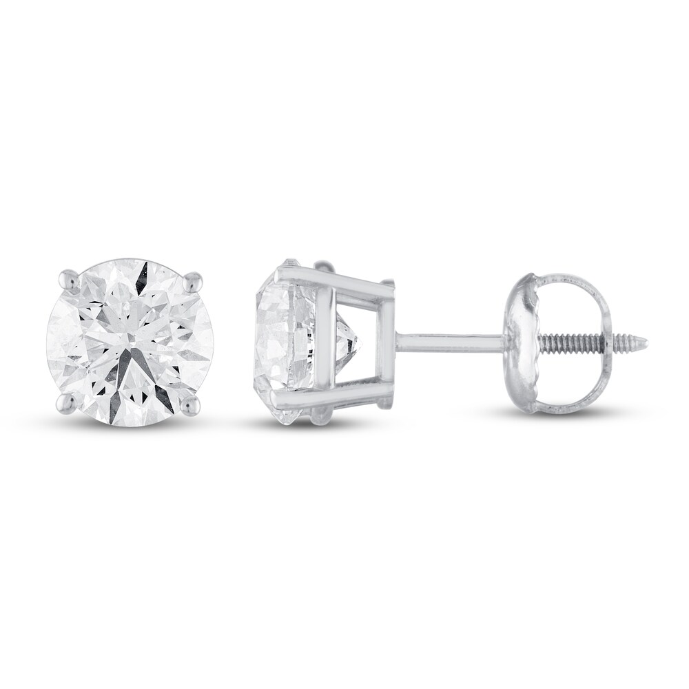 Diamond Solitaire Earrings 3 ct tw Round 14K White Gold (I2/I) DPvVKWhB