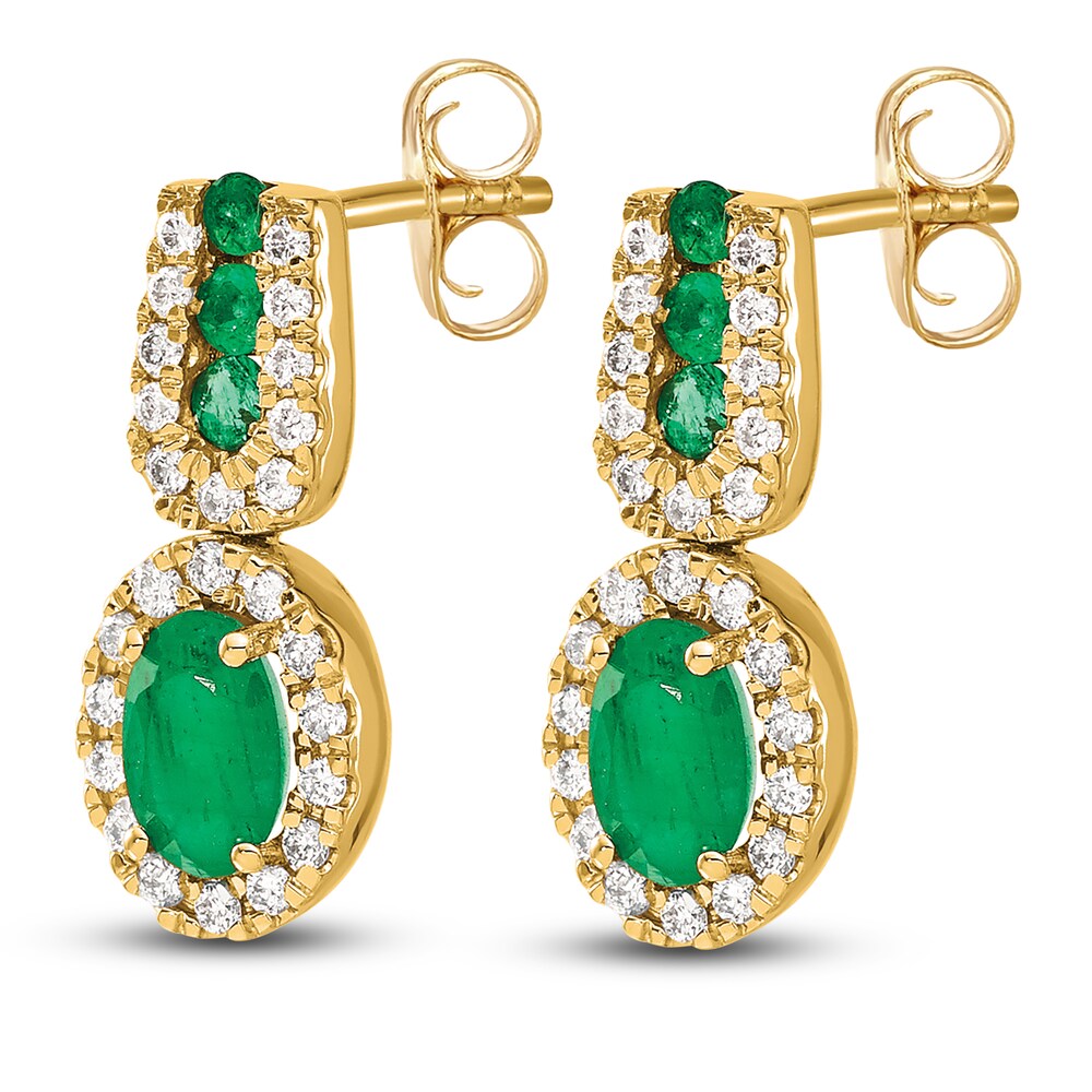 Natural Emerald Earrings 1/3 ct tw Diamonds 14K Yellow Gold DbEXt6Ve