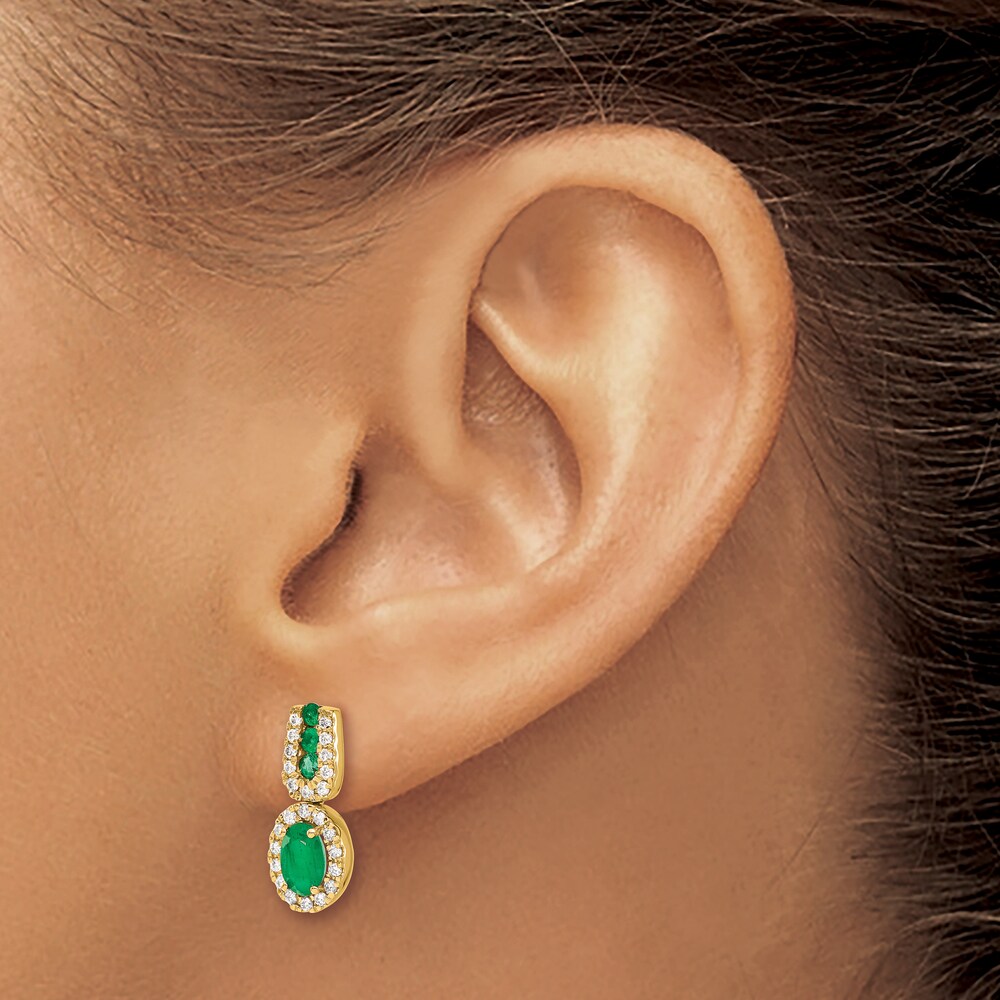 Natural Emerald Earrings 1/3 ct tw Diamonds 14K Yellow Gold DbEXt6Ve