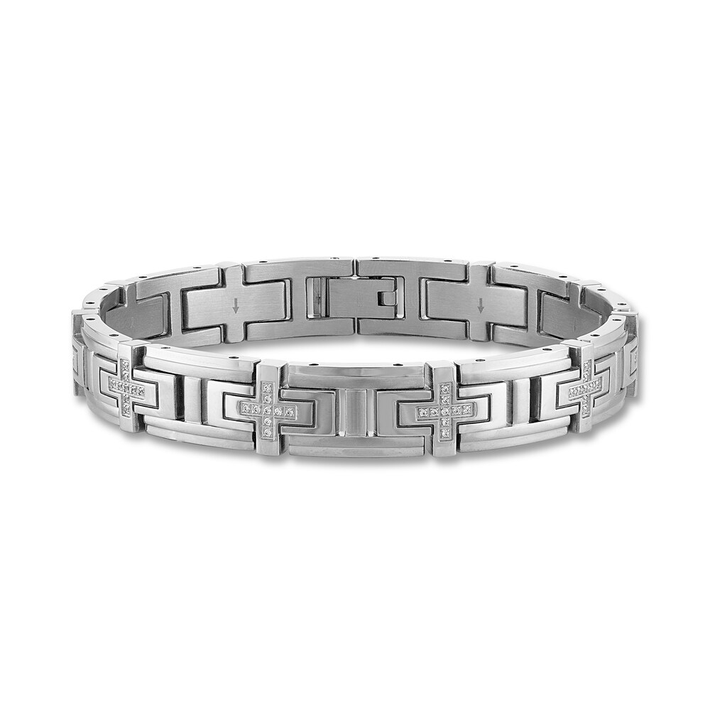 Men's Diamond Bracelet 1/2 ct tw Round Stainless Steel DhkqYehH
