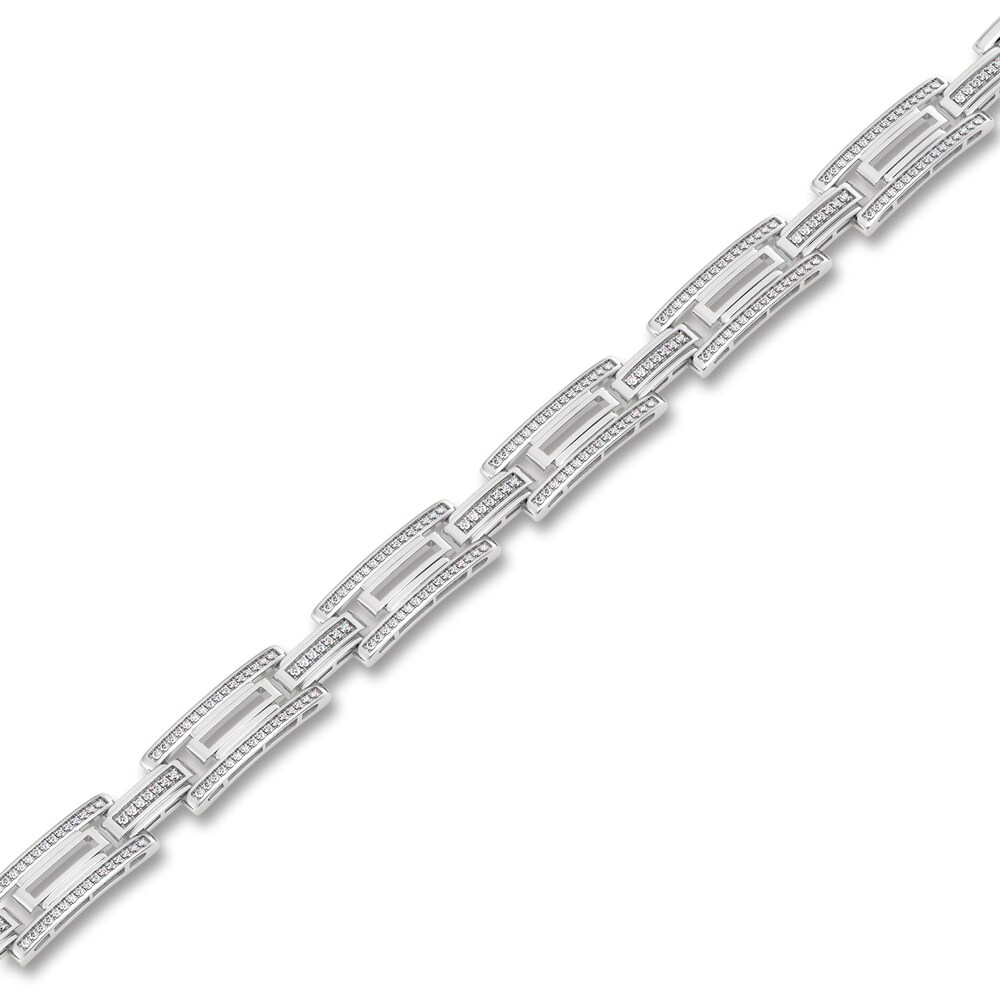 Men\'s Diamond Bracelet 1 ct tw Round 14K White Gold 8.5\" DjSxfTfl