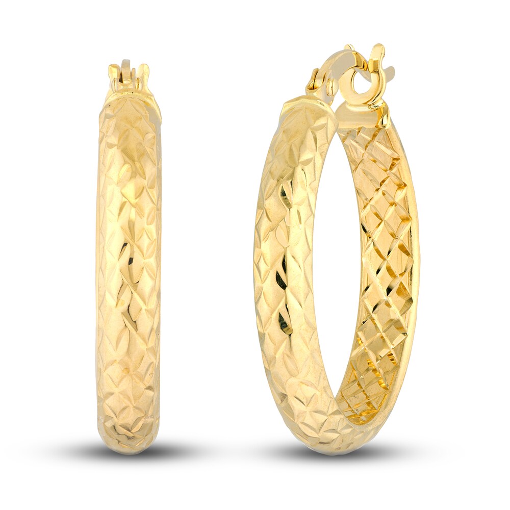 Diamond-Cut In/Out Hoop Earrings 14K Yellow Gold 20mm DmdCVmmA [DmdCVmmA]