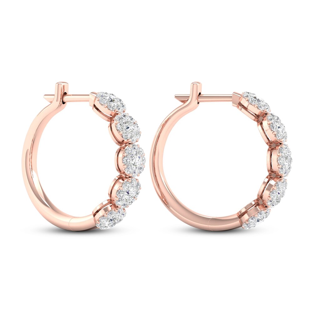 Diamond Hoop Earrings 2 ct tw Round 14K Rose Gold DoMPyFut