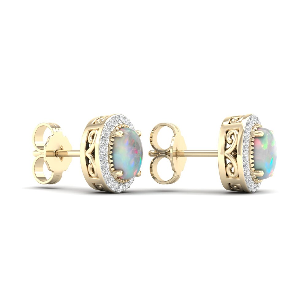 Lab-Created Opal & Lab-Created White Sapphire Stud Earrings 10K Yellow Gold DoirdVUp