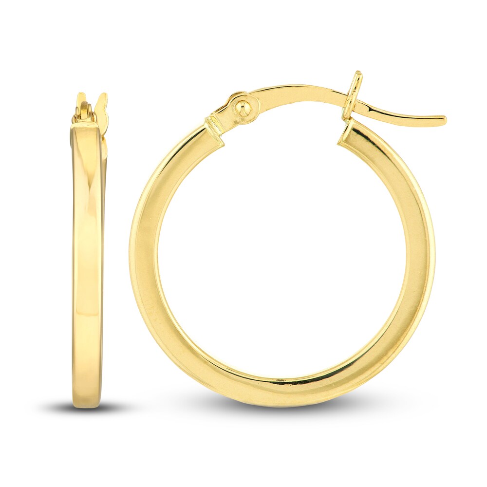 Polished Square Hoop Earrings 14K Yellow Gold 20mm EFrwLqPb