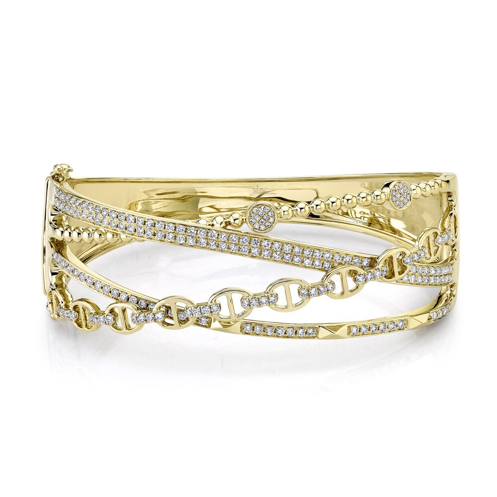 Shy Creation Diamond Bangle Bracelet 1-1/2 ct tw Round 14K Yellow Gold SC55021370ZS EVjV1jGv