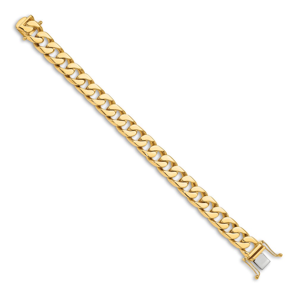 Men\'s Beveled Curb Bracelet 14K Yellow Gold 12.0mm 8\" EWSci51m