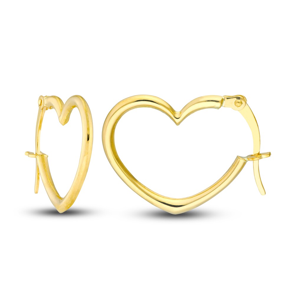 Polished Heart Hoop Earrings 14K Yellow Gold 18mm EfGkNJ53