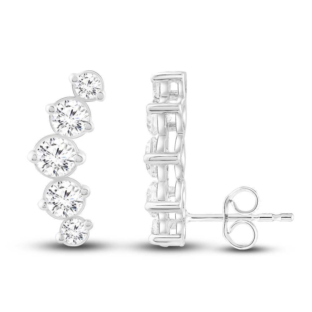 Diamond Climber Earrings 1 ct tw Round 14K White Gold F1eSpivY