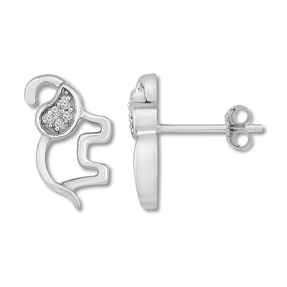 Elephant Earrings Diamond Accents Sterling Silver F7uWOUbg