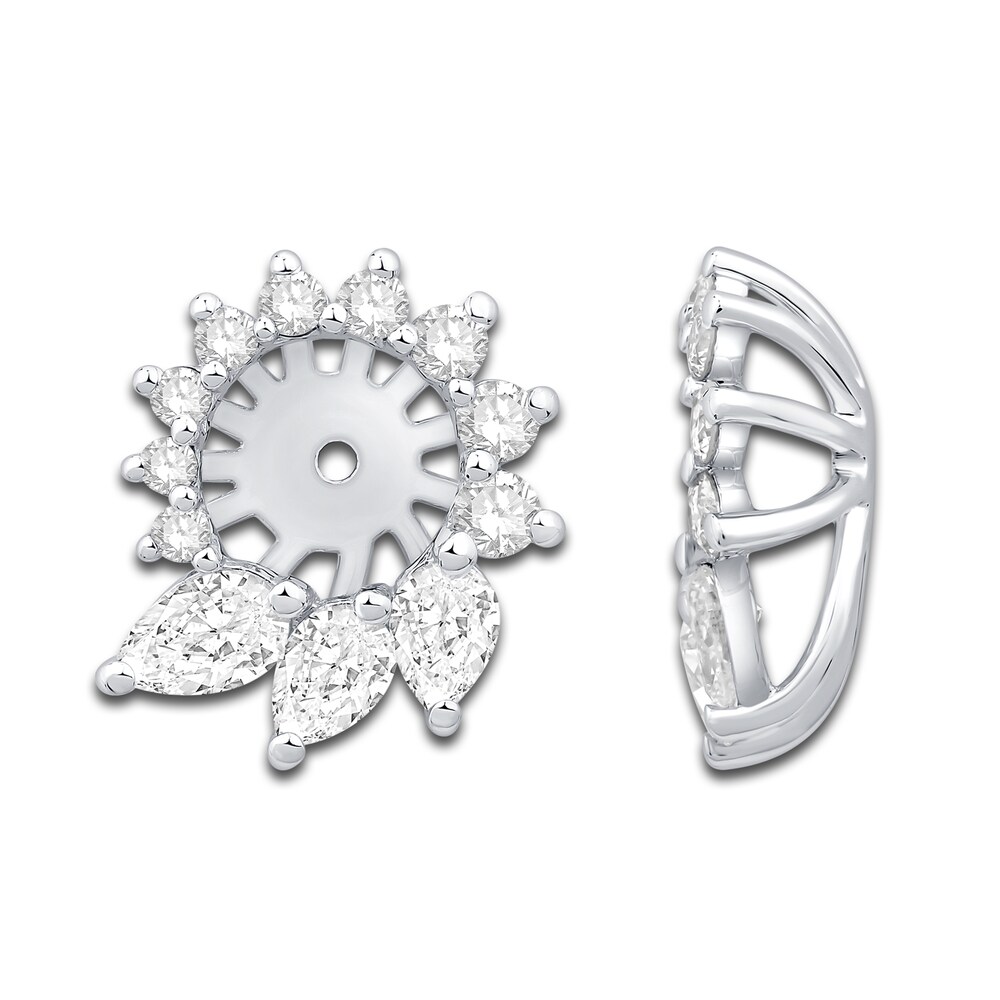 Diamond Floral Halo Earring Jackets 1 ct tw Pear/Round 14K White Gold FJ9MbaSt