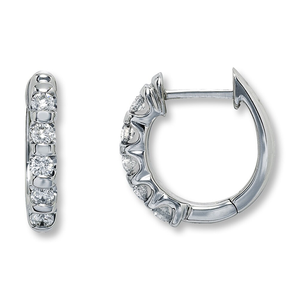 Diamond Hoop Earrings 1/2 ct tw Round-cut 14K White Gold FNJlFh5m [FNJlFh5m]