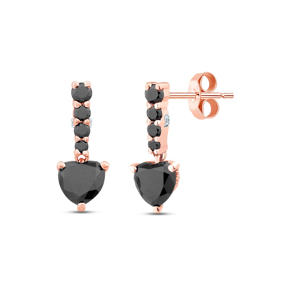 Pnina Tornai Black Diamond Earrings 1-1/3 ct tw Round/Heart 10K Rose Gold FWOwcarm [FWOwcarm]