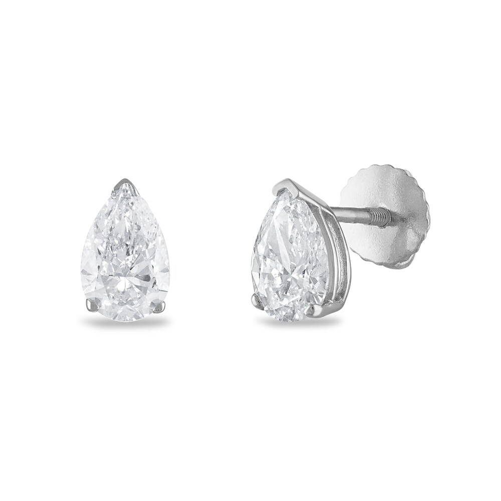 Certified Diamond Solitaire Earrings 1 ct tw Pear-shaped 18K White Gold (SI2/I) FecTvthf