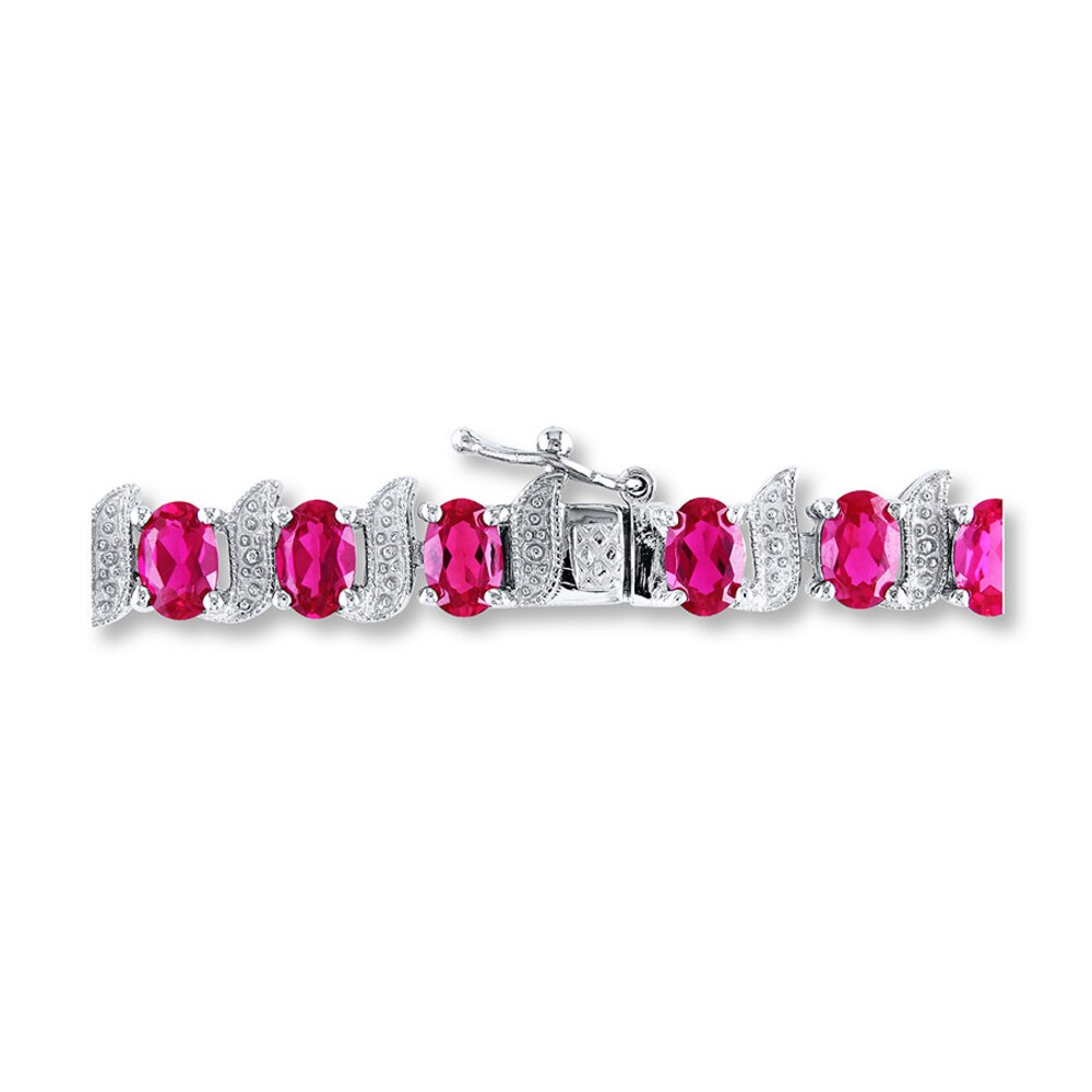 Lab-Created Rubies Diamond Accents Sterling Silver Bracelet FweGplc2