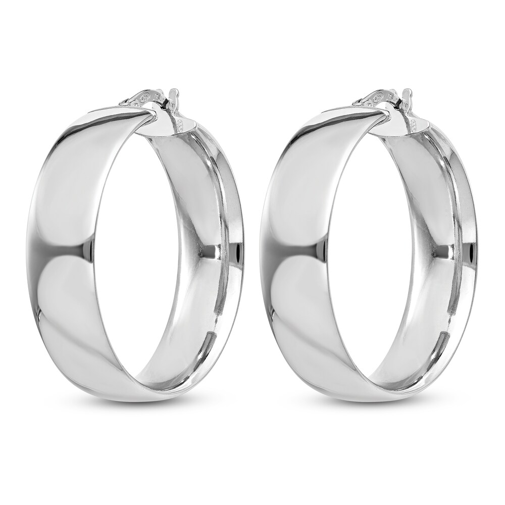 Polished Wide Hoop Earrings Sterling Silver FxbZSAnb