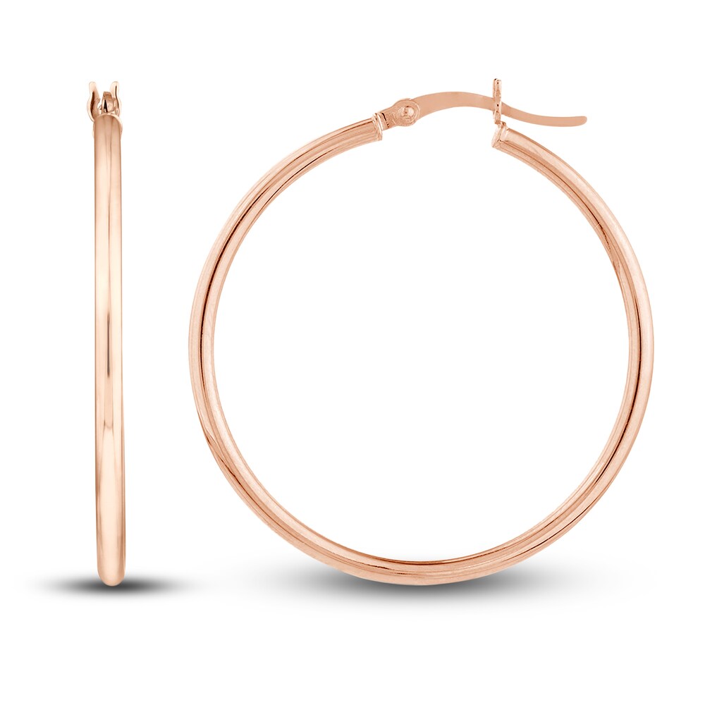 Polished Hoop Earrings 14K Rose Gold 35mm G2kyfziR