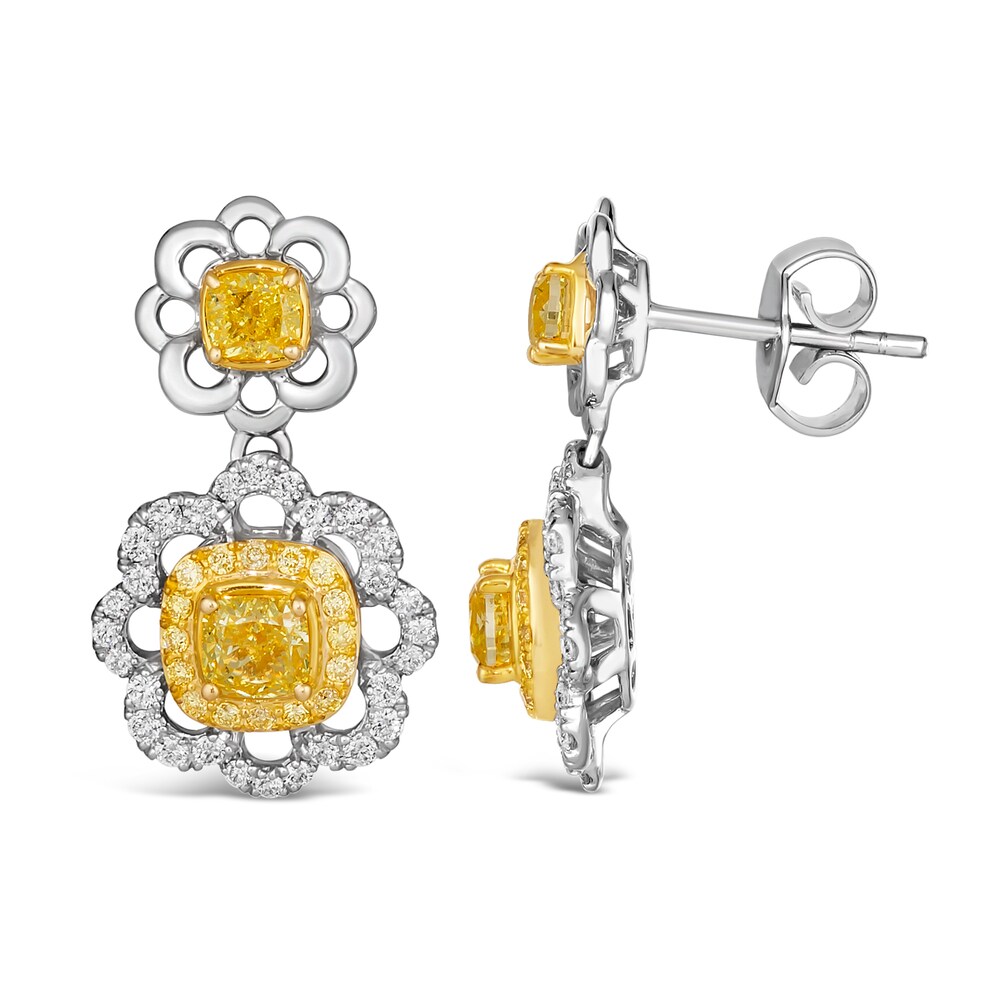 Le Vian Sunny Yellow Diamond Dangle Earrings 1-1/3 ct tw Round 14K Two-Tone Gold G3QSn2DG