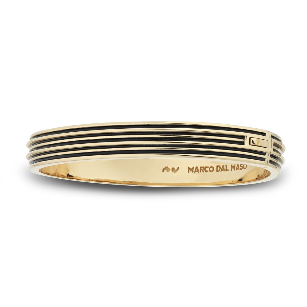 Marco Dal Maso Men\'s Acies Wide Bangle Bracelet Black Enamel Sterling Silver/18K Yellow Gold-Plated 7\" GDRGMtNS