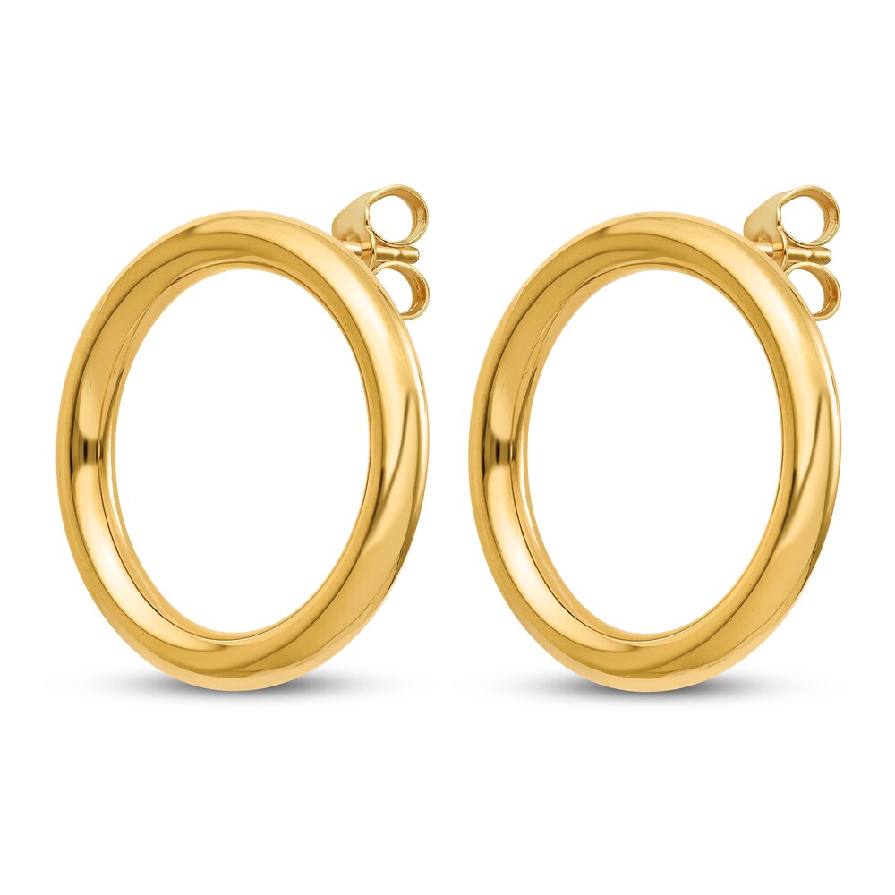 Circle Ring Stud Earrings 14K Yellow Gold GP936TzQ