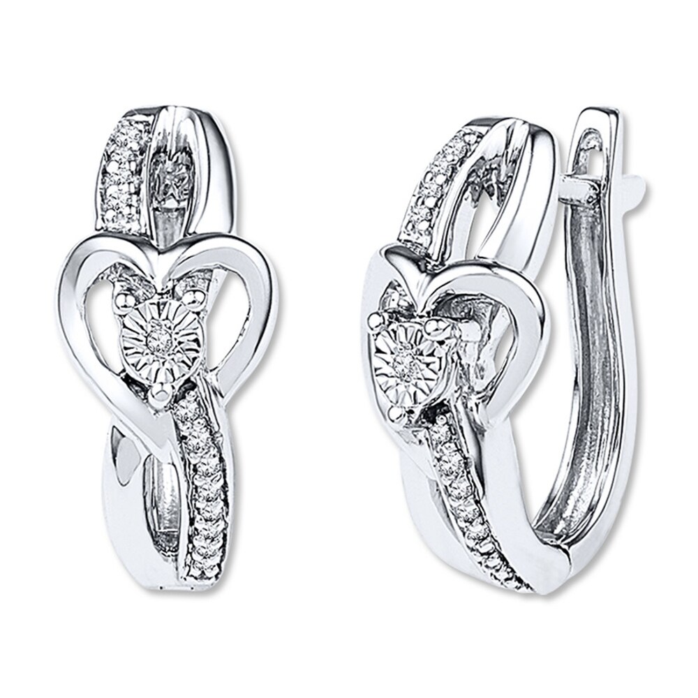 Heart Hoop Earrings 1/15 ct tw Diamonds Sterling Silver GphX8VG4 [GphX8VG4]