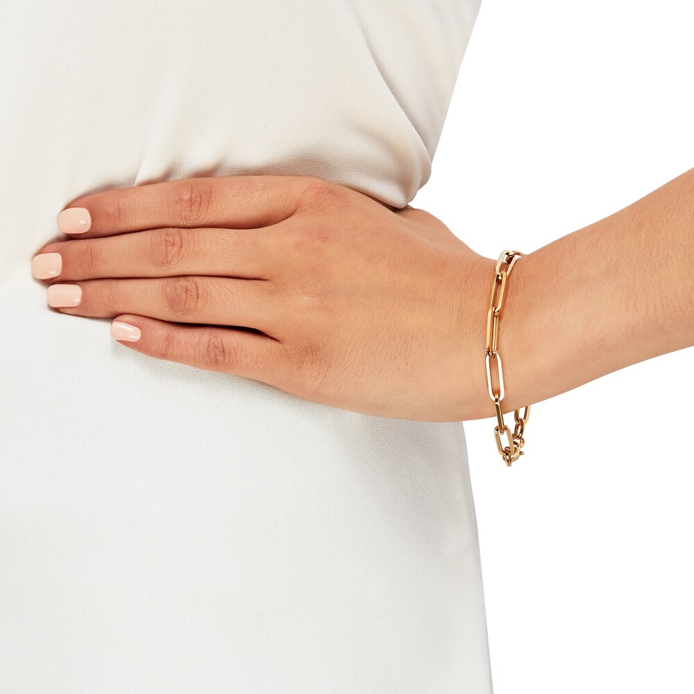 Italia D\'Oro Hollow Paperclip Bracelet 14K Yellow Gold GwTOvMoD