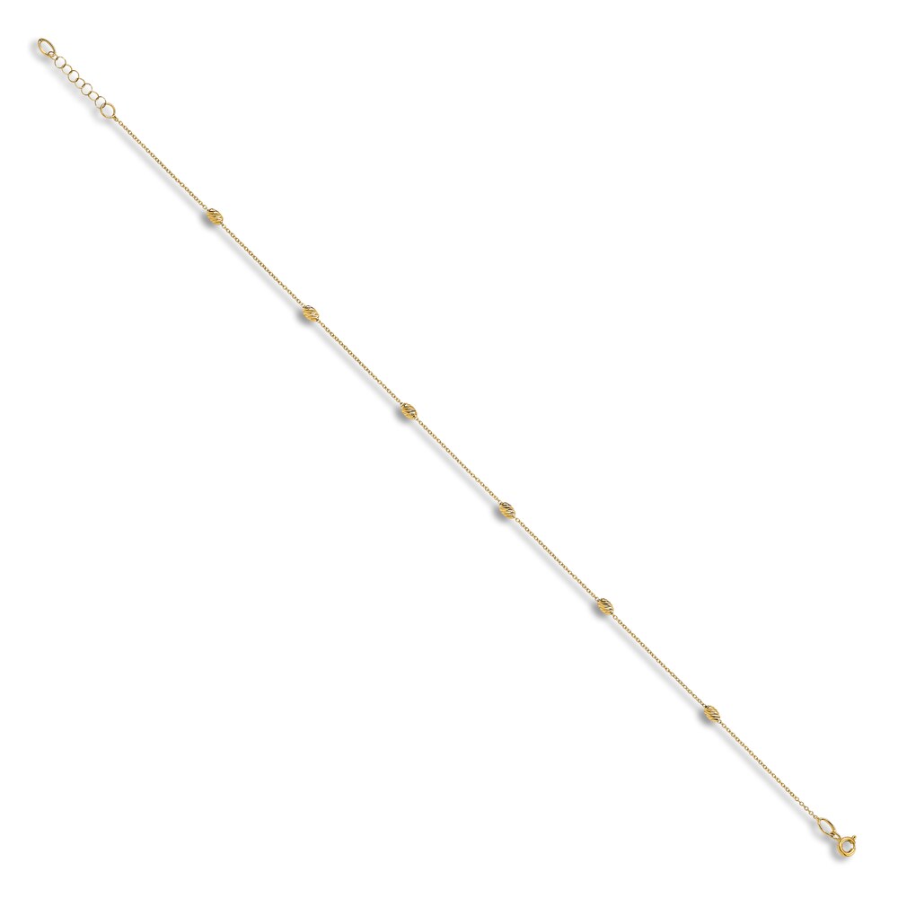 Diamond-Cut Station Anklet 14K Yellow Gold 10\" H1RU1v0v