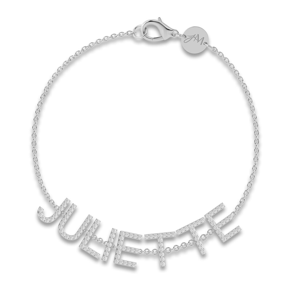 Juliette Maison Diamond Station Name Bracelet 1/8 ct tw Round 10K White Gold H3YXQYI3