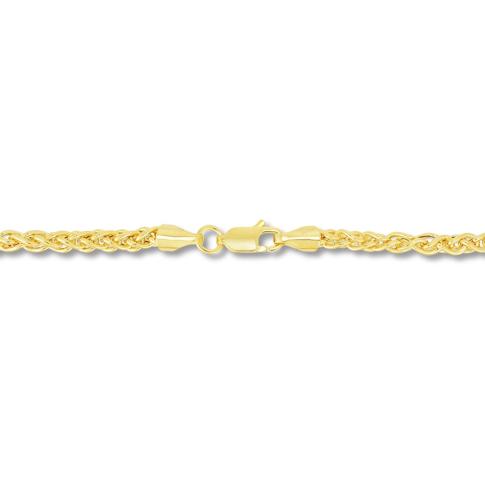 Round Wheat Chain Bracelet 14K Yellow Gold 7.25\" H75aHhE4