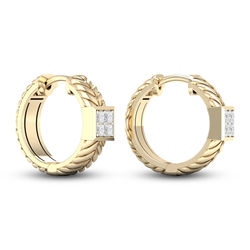 Men\'s Diamond Hoop Earrings 3/8 ct tw Princess 10K Yellow Gold HFqHGa92