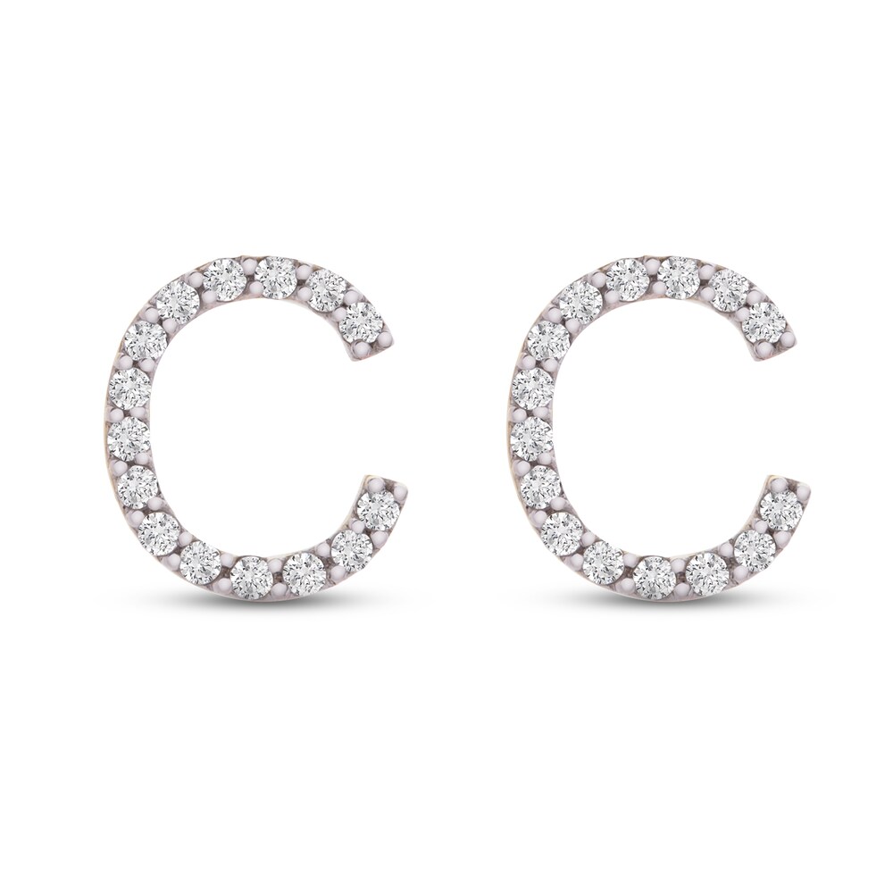 Diamond Letter C Earrings 1/10 ct tw Round 10K Yellow Gold HJCBMPGY