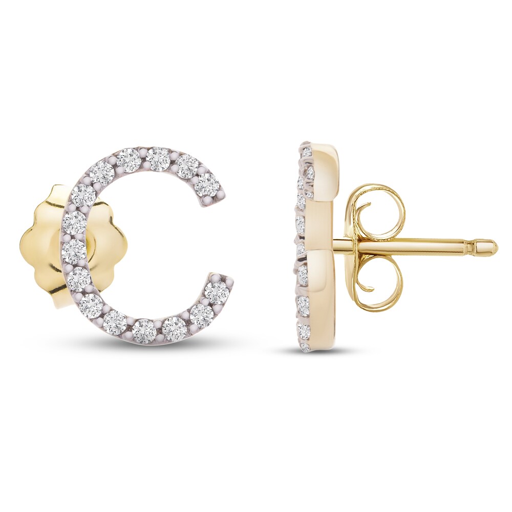 Diamond Letter C Earrings 1/10 ct tw Round 10K Yellow Gold HJCBMPGY